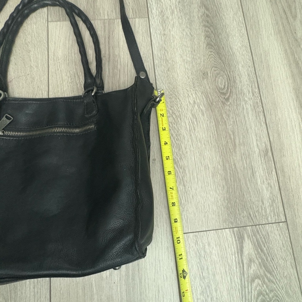 Patricia Nash Black Leather Studded Double Handles Zipper Satchel Bag - Picture 5 of 11